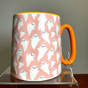 Pink Cute Ghost Halloween Mug Cup Orange Handle Bella 10 Strawberry Street NEW